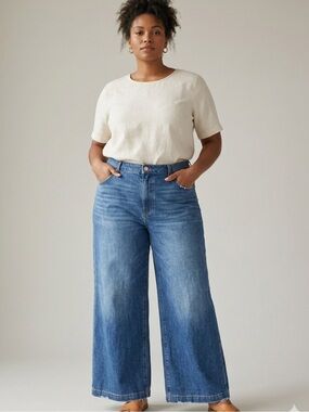 Lane Bryant Wide‑Leg Distressed Jeans – Plus Size 24 | Curve‑Luxe Denim |